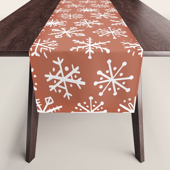 Boho Snow . Rust Red Table Runner Gallery Image 1