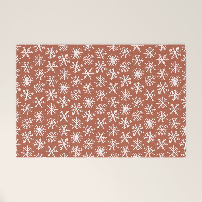 Boho Snow . Rust Red Welcome Mat Gallery Image 1
