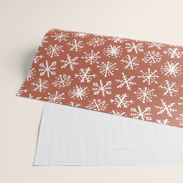 Boho Snow . Rust Red Wrapping Paper Gallery Image 2