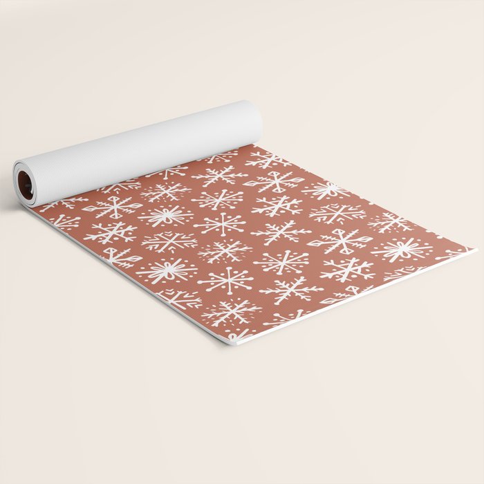 Boho Snow . Rust Red Yoga Mat Gallery Image 2