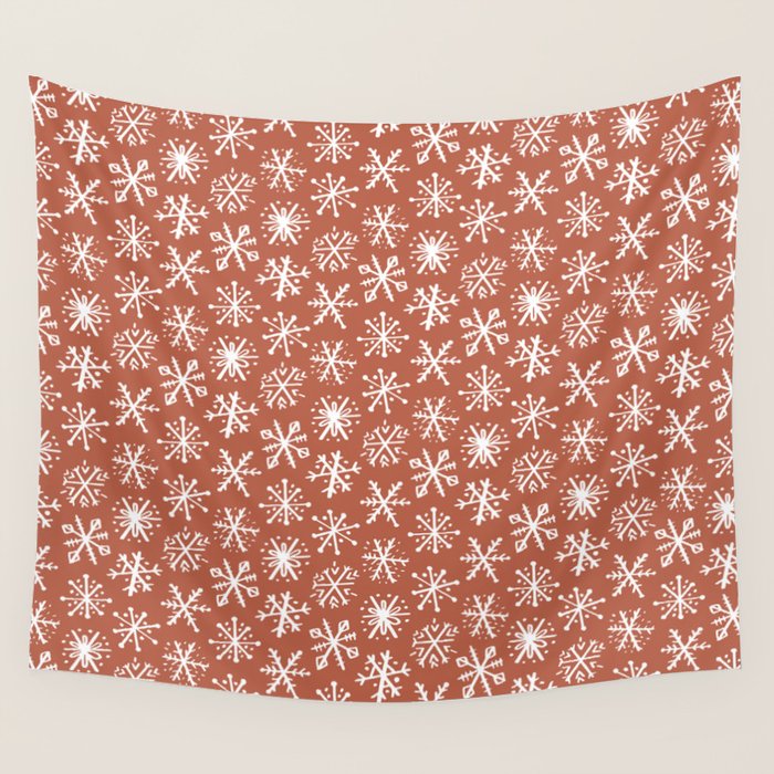 Boho Snow . Rust Red Wall Tapestry Gallery Image 4