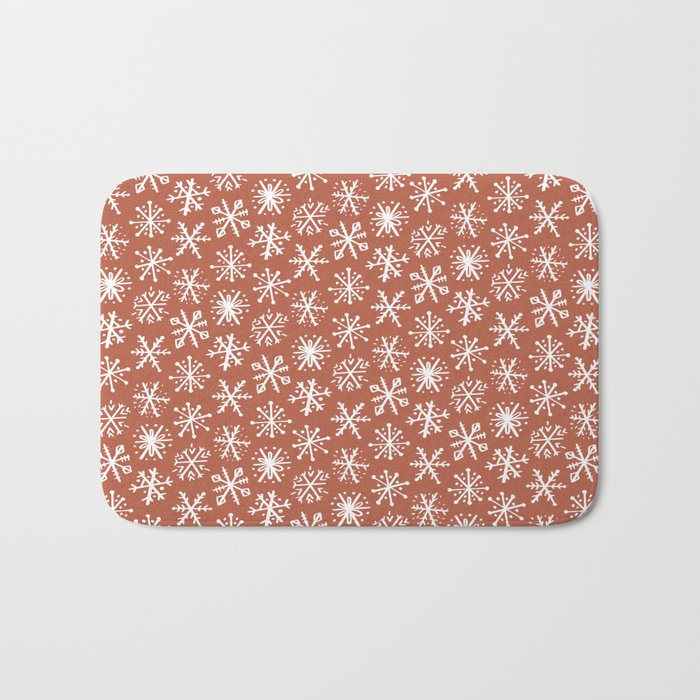 Boho Snow . Rust Red Bath Mat Gallery Image 1