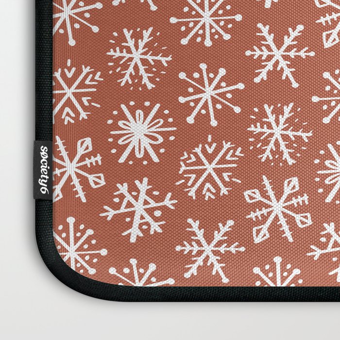 Boho Snow . Rust Red Laptop Sleeve Gallery Image 3