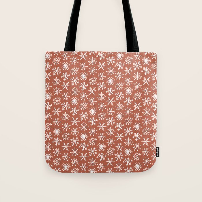 Boho Snow . Rust Red Tote Bag Gallery Image 1