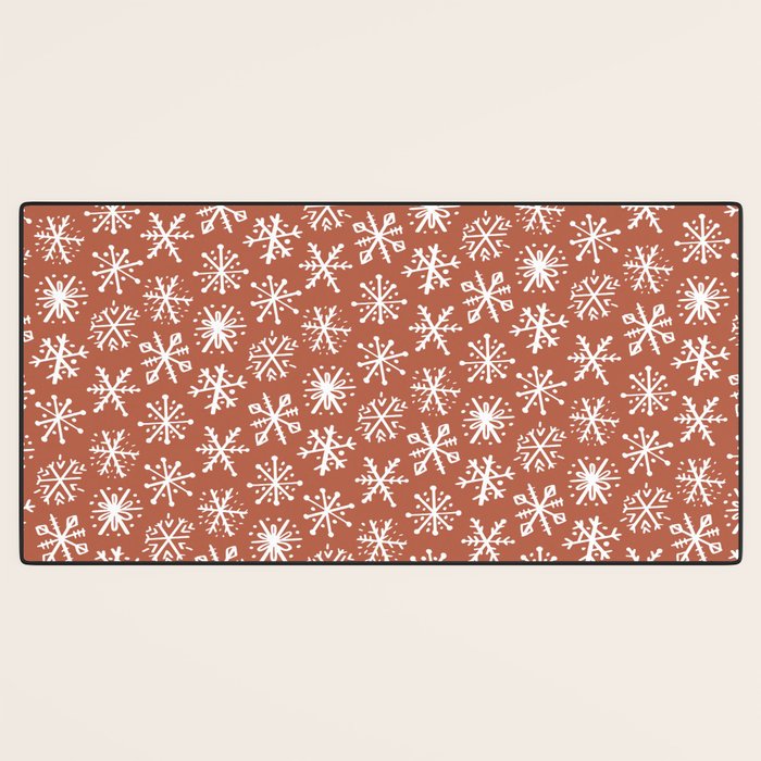 Boho Snow . Rust Red Desk Mat Gallery Image 3