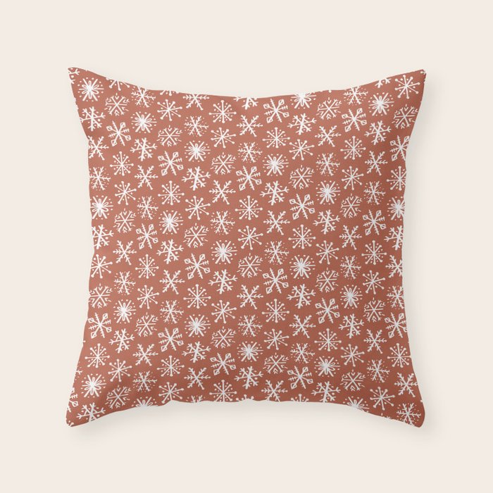 Boho Snow . Rust Red Throw Pillow Gallery Image 1