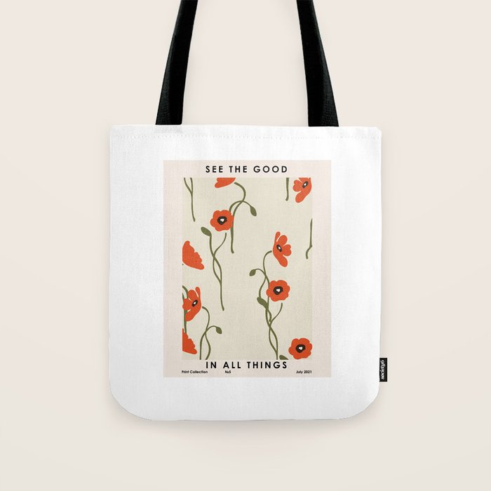 Flower Market, Retro botanical art, Modern floral illustration Tote Bag Gallery Image 1