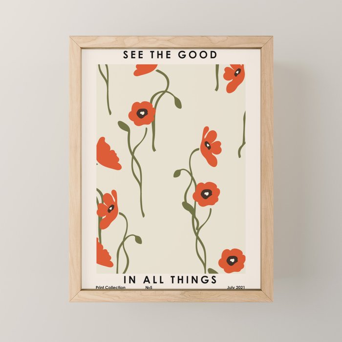 Flower Market, Retro botanical art, Modern floral illustration Mini Art Print Gallery Image 1