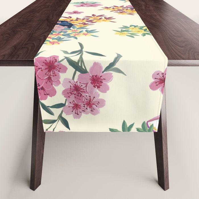 Pastel pink oriental pattern Table Runner Gallery Image 1