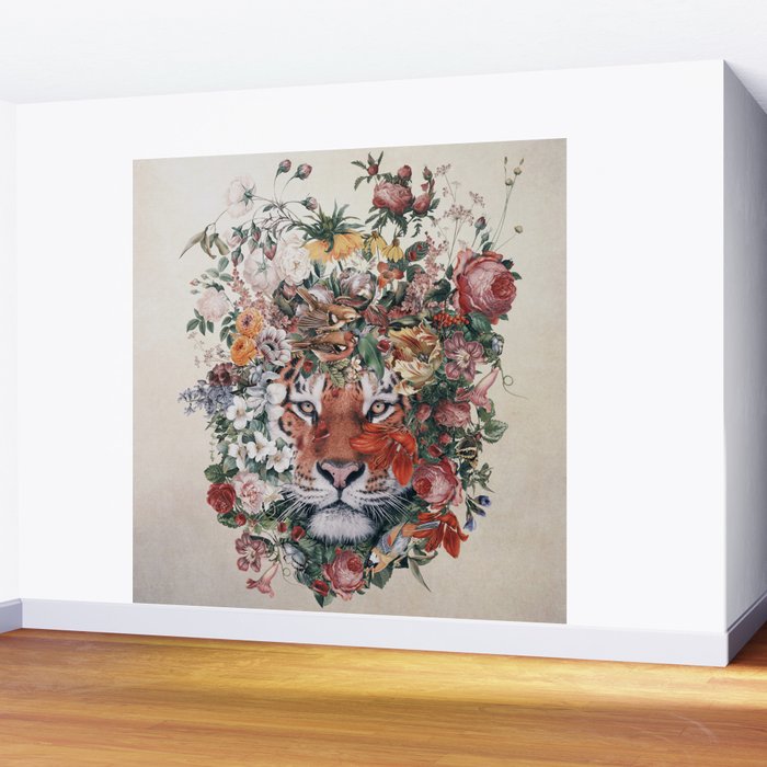 Flower Tiger Wall Mural Gallery Image 2