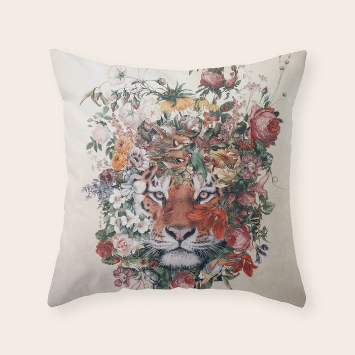 Flower Tiger Throw Pillow Gallery Image 6