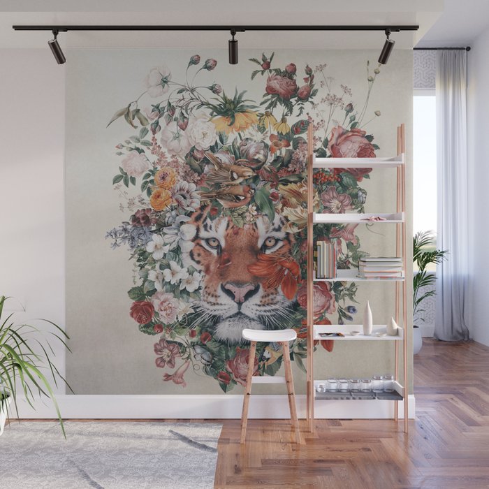 Flower Tiger Wall Mural Gallery Image 1