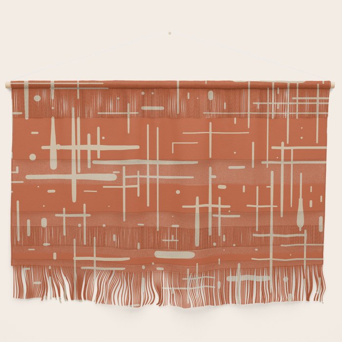 Mid-Century Modern Kinetikos Pattern in Mid Mod Burnt Orange and Beige Wall Hanging Gallery Image 1