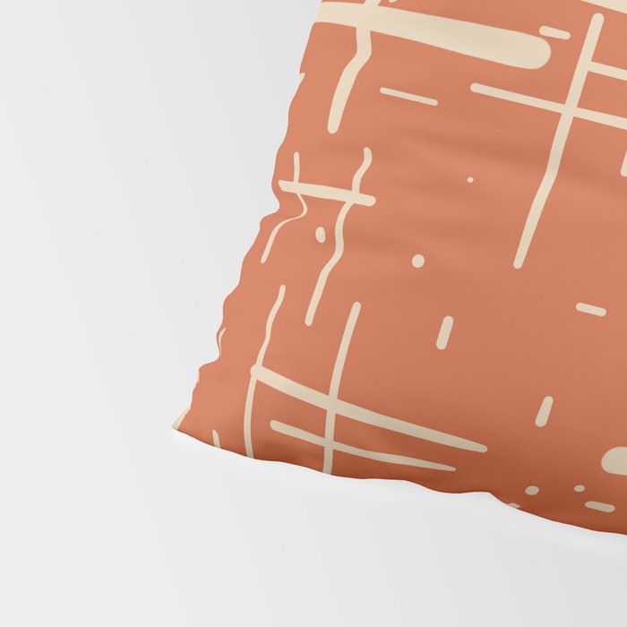 Mid-Century Modern Kinetikos Pattern in Mid Mod Burnt Orange and Beige Pillow Sham Gallery Image 4