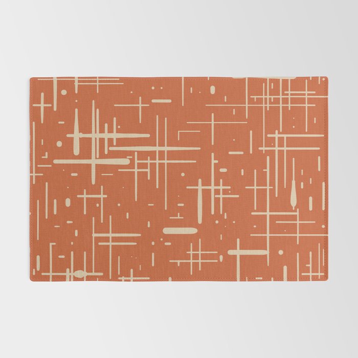 Mid-Century Modern Kinetikos Pattern in Mid Mod Burnt Orange and Beige Rug Gallery Image 2