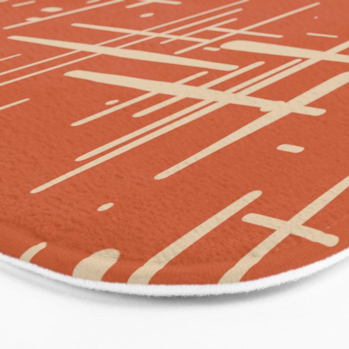 Mid-Century Modern Kinetikos Pattern in Mid Mod Burnt Orange and Beige Bath Mat Gallery Image 3
