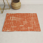 Mid-Century Modern Kinetikos Pattern in Mid Mod Burnt Orange and Beige Rug Gallery Image 1
