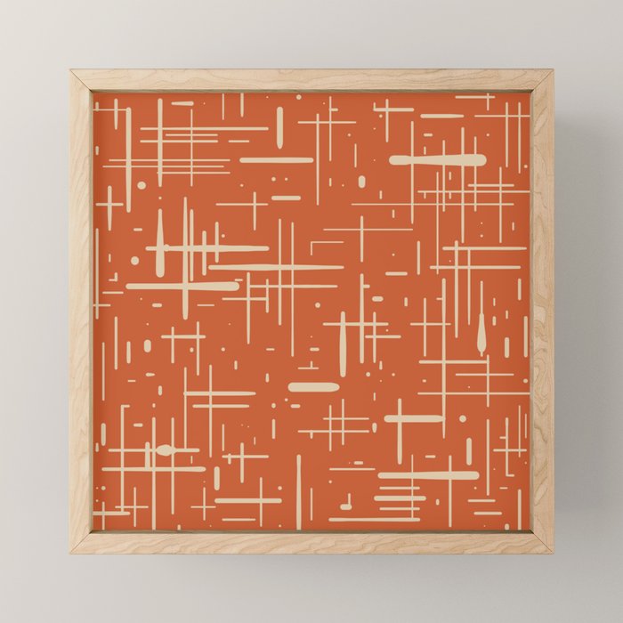 Mid-Century Modern Kinetikos Pattern in Mid Mod Burnt Orange and Beige Mini Art Print Gallery Image 1
