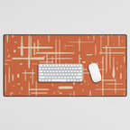 Mid-Century Modern Kinetikos Pattern in Mid Mod Burnt Orange and Beige Desk Mat Gallery Image 1