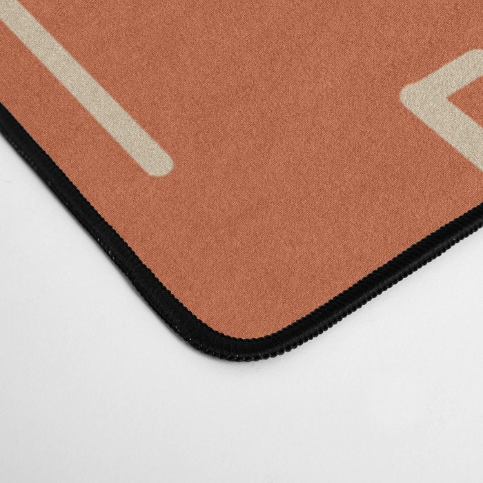 Mid-Century Modern Kinetikos Pattern in Mid Mod Burnt Orange and Beige Desk Mat Gallery Image 4
