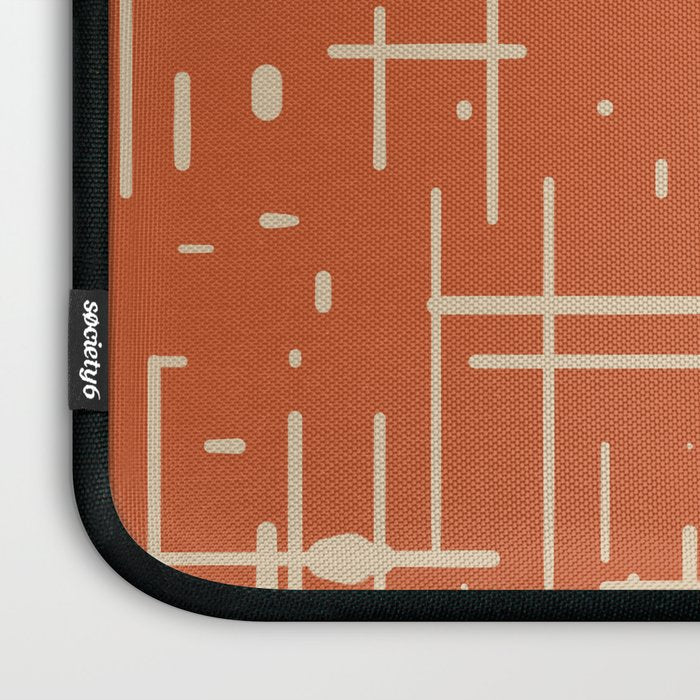 Mid-Century Modern Kinetikos Pattern in Mid Mod Burnt Orange and Beige Laptop Sleeve Gallery Image 3