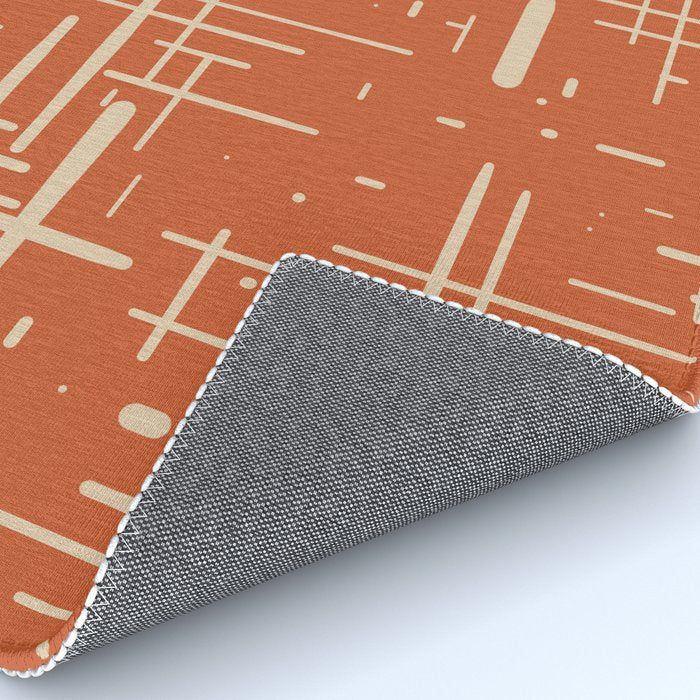 Mid-Century Modern Kinetikos Pattern in Mid Mod Burnt Orange and Beige Rug Gallery Image 4