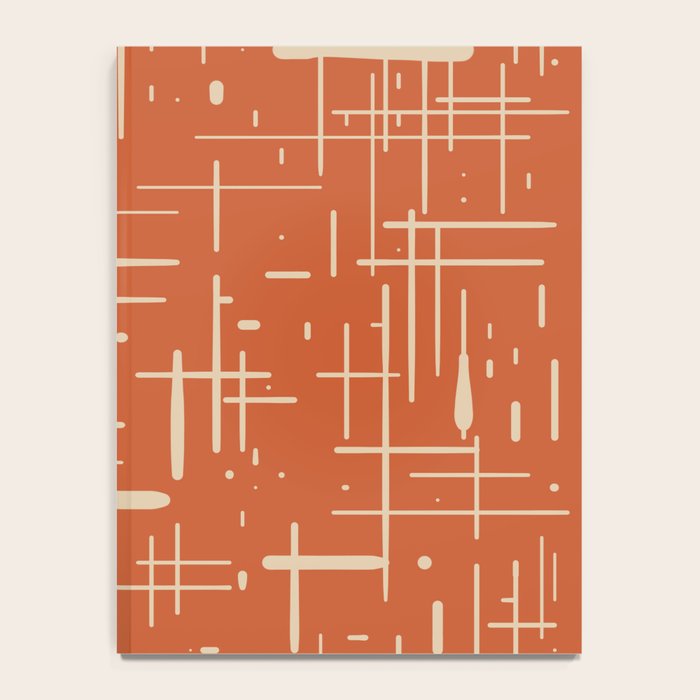 Mid-Century Modern Kinetikos Pattern in Mid Mod Burnt Orange and Beige Notebook Gallery Image 4