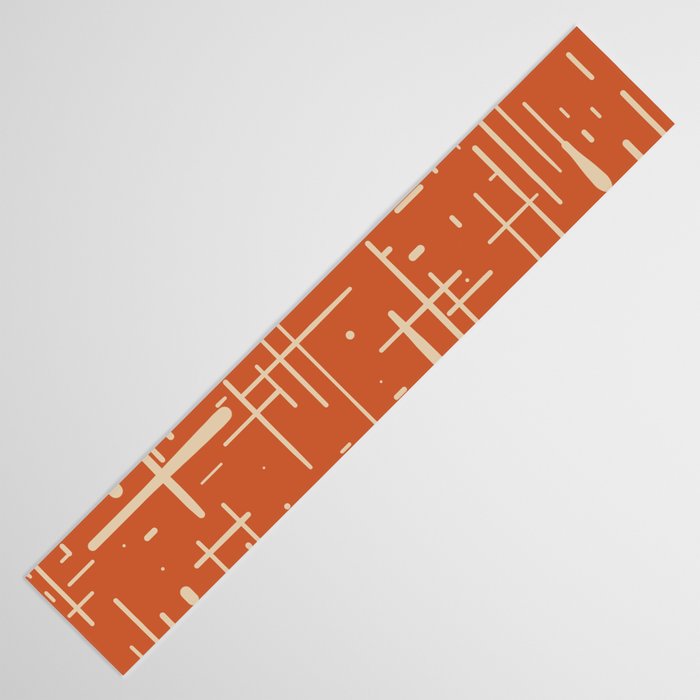 Mid-Century Modern Kinetikos Pattern in Mid Mod Burnt Orange and Beige Table Runner Gallery Image 3