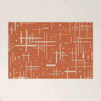 Mid-Century Modern Kinetikos Pattern in Mid Mod Burnt Orange and Beige Welcome Mat Gallery Image 1