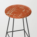 Mid-Century Modern Kinetikos Pattern in Mid Mod Burnt Orange and Beige Stool Gallery Image 2