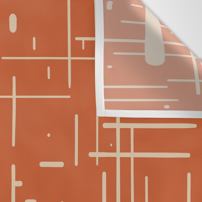 Mid-Century Modern Kinetikos Pattern in Mid Mod Burnt Orange and Beige Wall Tapestry Gallery Image 3