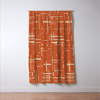 Mid-Century Modern Kinetikos Pattern in Mid Mod Burnt Orange and Beige Window Curtain Gallery Image 3