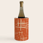 Mid-Century Modern Kinetikos Pattern in Mid Mod Burnt Orange and Beige Wine Chiller Gallery Image 2