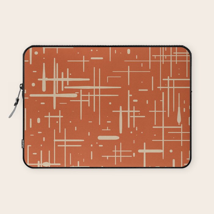 Mid-Century Modern Kinetikos Pattern in Mid Mod Burnt Orange and Beige Laptop Sleeve Gallery Image 1