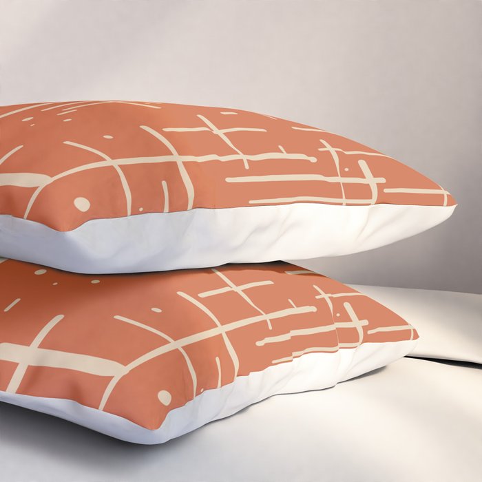 Mid-Century Modern Kinetikos Pattern in Mid Mod Burnt Orange and Beige Pillow Sham Gallery Image 3