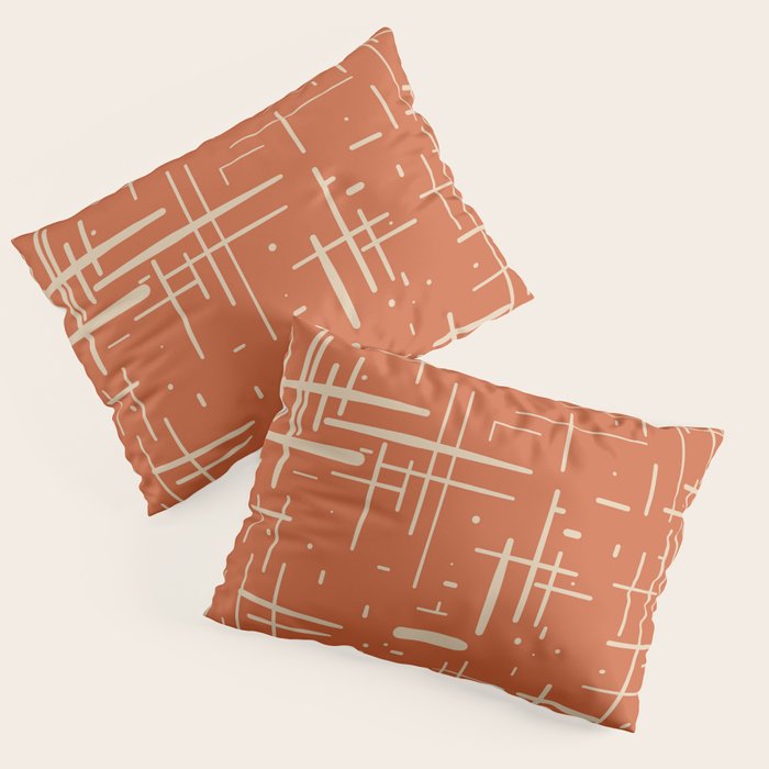 Mid-Century Modern Kinetikos Pattern in Mid Mod Burnt Orange and Beige Pillow Sham Gallery Image 3