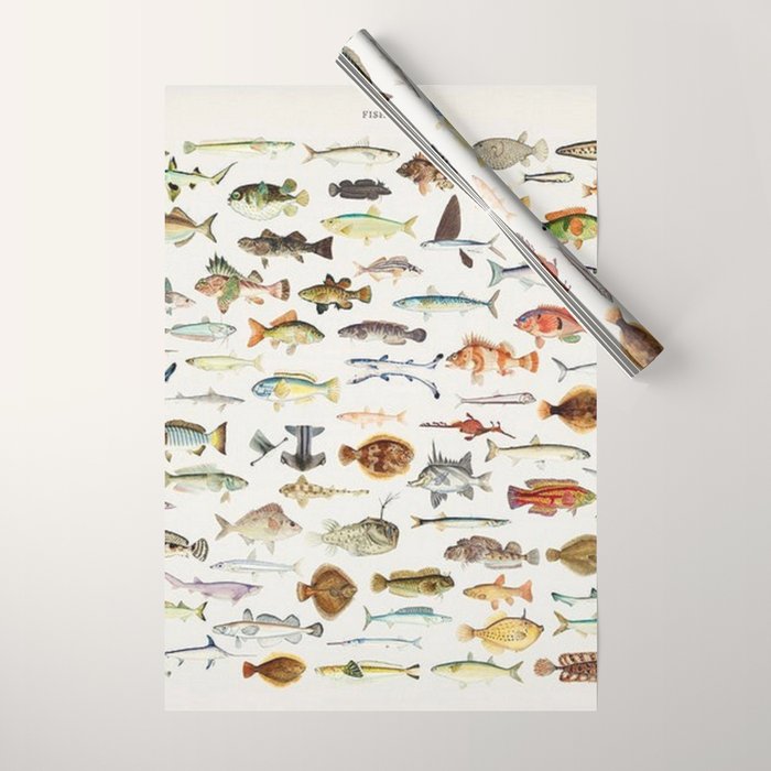 Illustrated Colorful Southern Pacific Exotic Game Fish Identification Chart Wrapping Paper Gallery Image 1