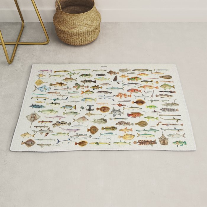 Illustrated Colorful Southern Pacific Exotic Game Fish Identification Chart Rug Gallery Image 1