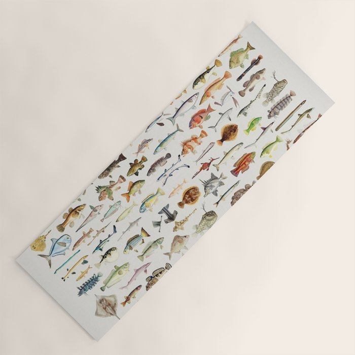 Illustrated Colorful Southern Pacific Exotic Game Fish Identification Chart Yoga Mat Gallery Image 1