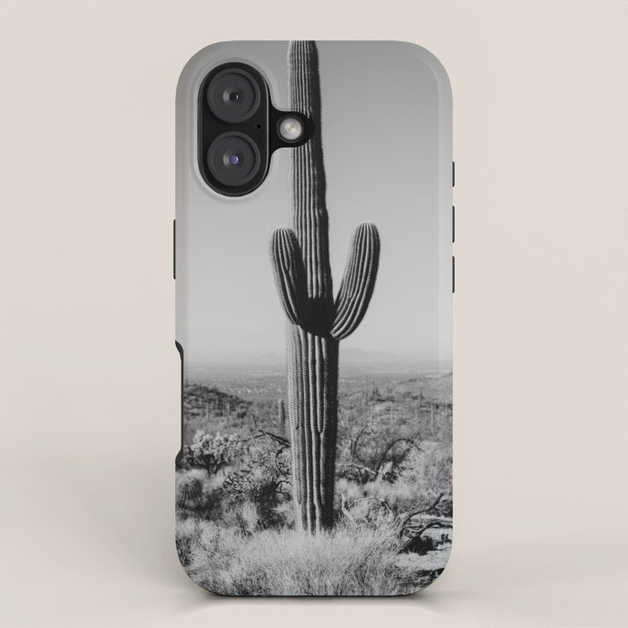 Black and white desert cactus photography poster iPhone Case Gallery Image 1