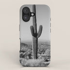 Black and white desert cactus photography poster iPhone Case Gallery Image 1