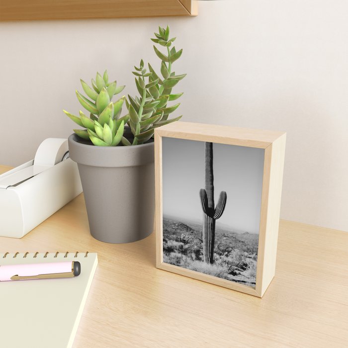Black and white desert cactus photography poster Mini Art Print Gallery Image 2