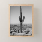 Black and white desert cactus photography poster Mini Art Print Gallery Image 1