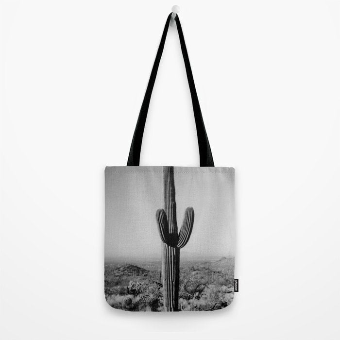 Black and white desert cactus photography poster Tote Bag Gallery Image 2