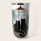 Rainy Day Cats (on white) Travel Mug Gallery Image 1