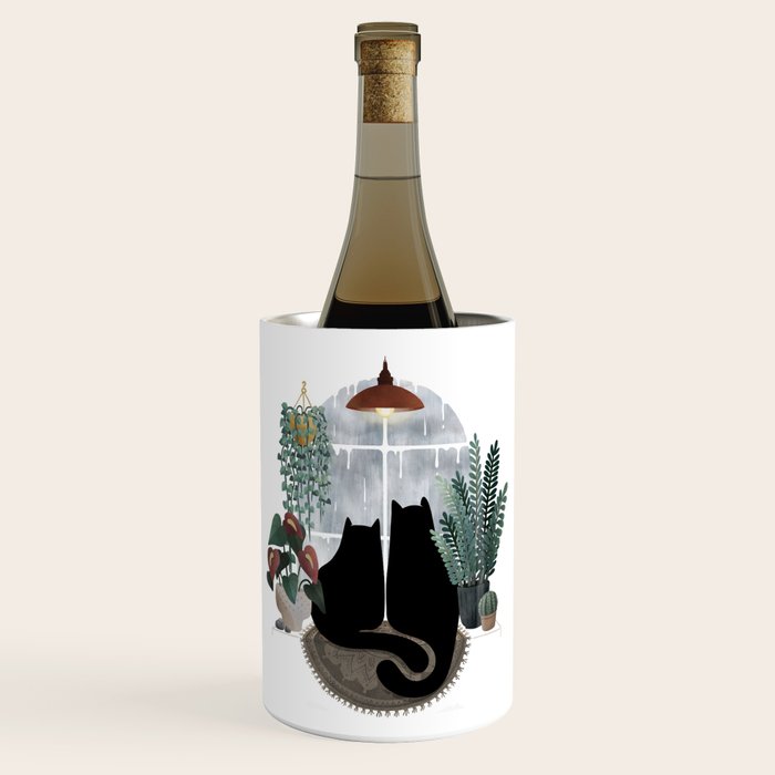 Rainy Day Cats (on white) Wine Chiller Gallery Image 1