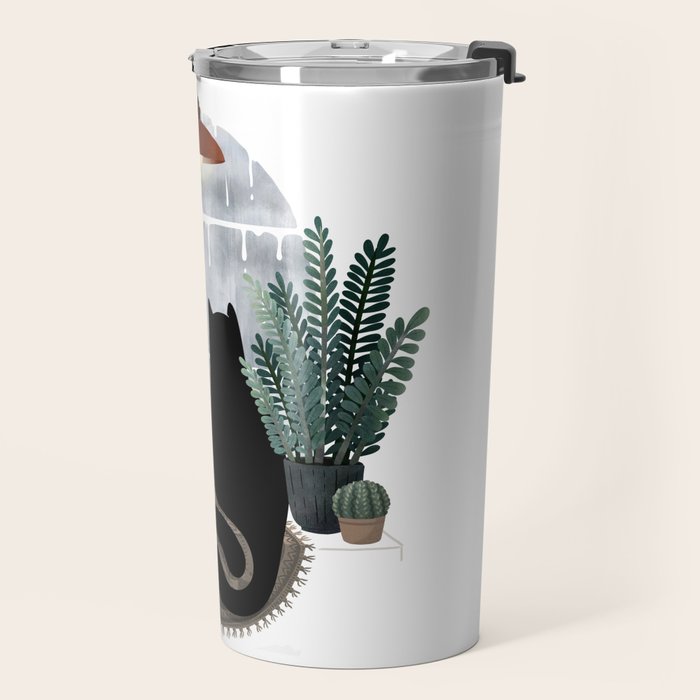 Rainy Day Cats (on white) Travel Mug Gallery Image 2