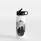 Rainy Day Cats (on white) Water Bottle Gallery Image 1