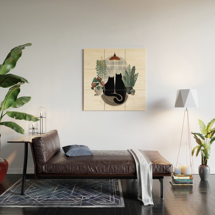 Rainy Day Cats (on white) Wood Wall Art Gallery Image 2