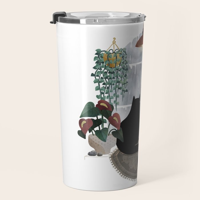 Rainy Day Cats (on white) Travel Mug Gallery Image 3